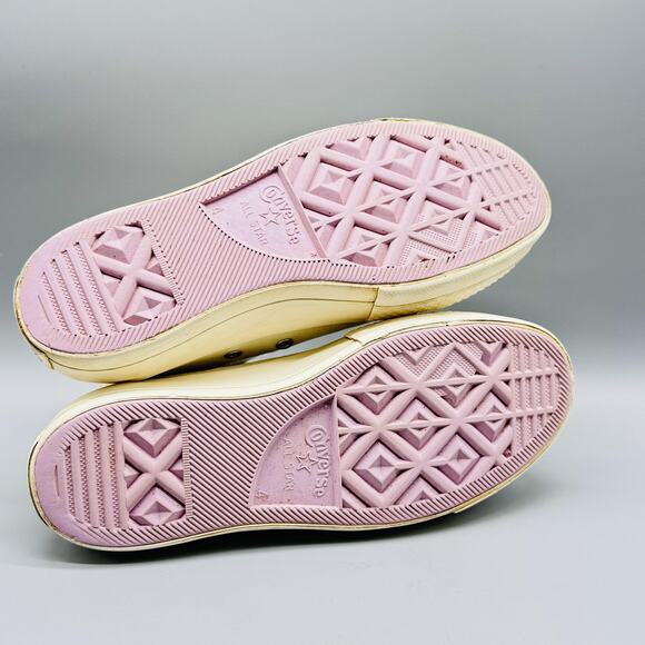 Converse Shoes Womens 6 Beige All Star Platform Butterfly Embroidered High Top - Picture 10 of 12